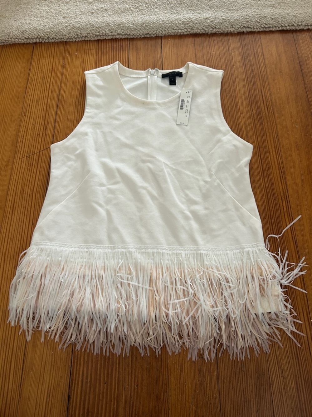 J Crew NWT White ruffle Trim Sleeveless Top